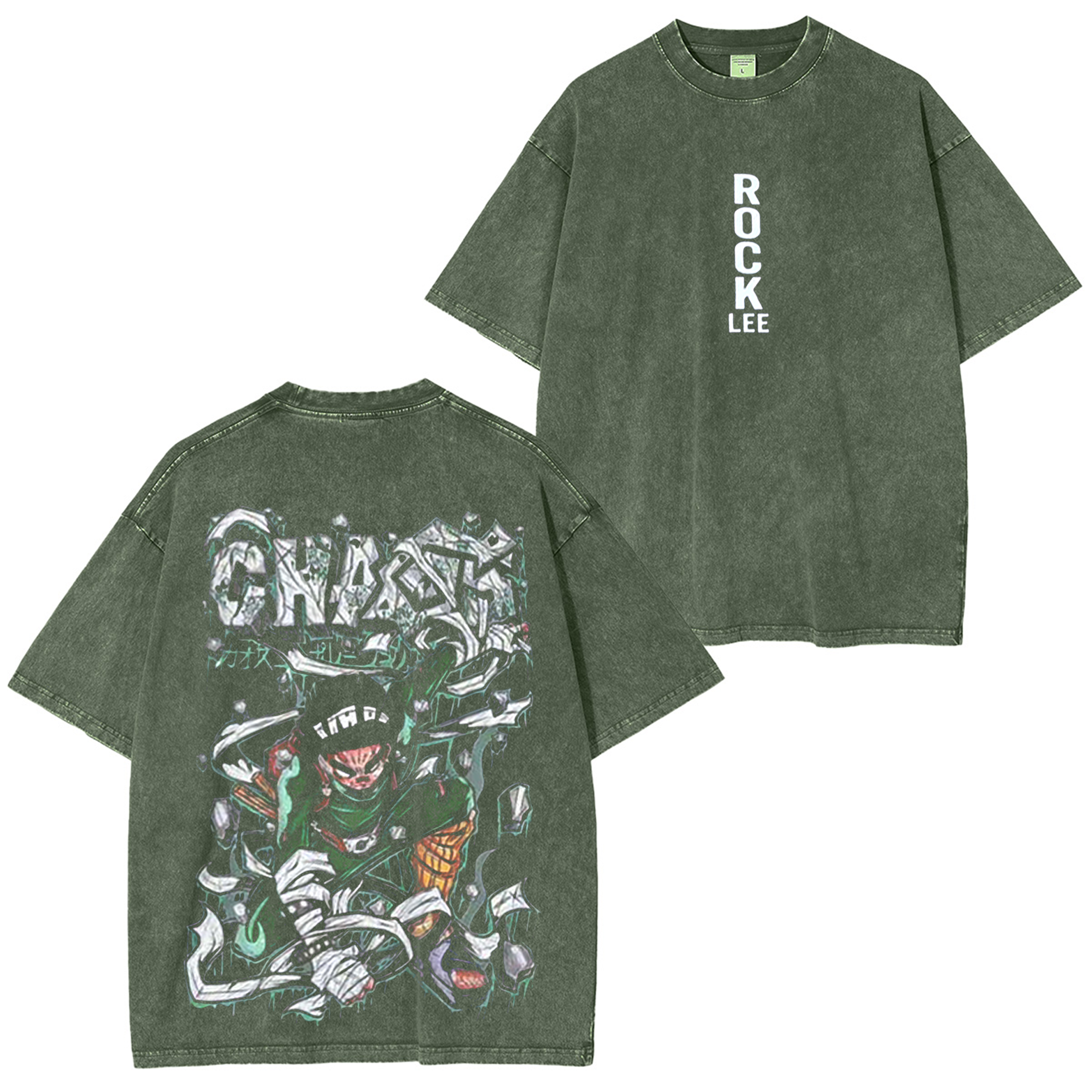 T-shirt/pull ras du cou/sweat à capuche Rock Lee Anime délavé