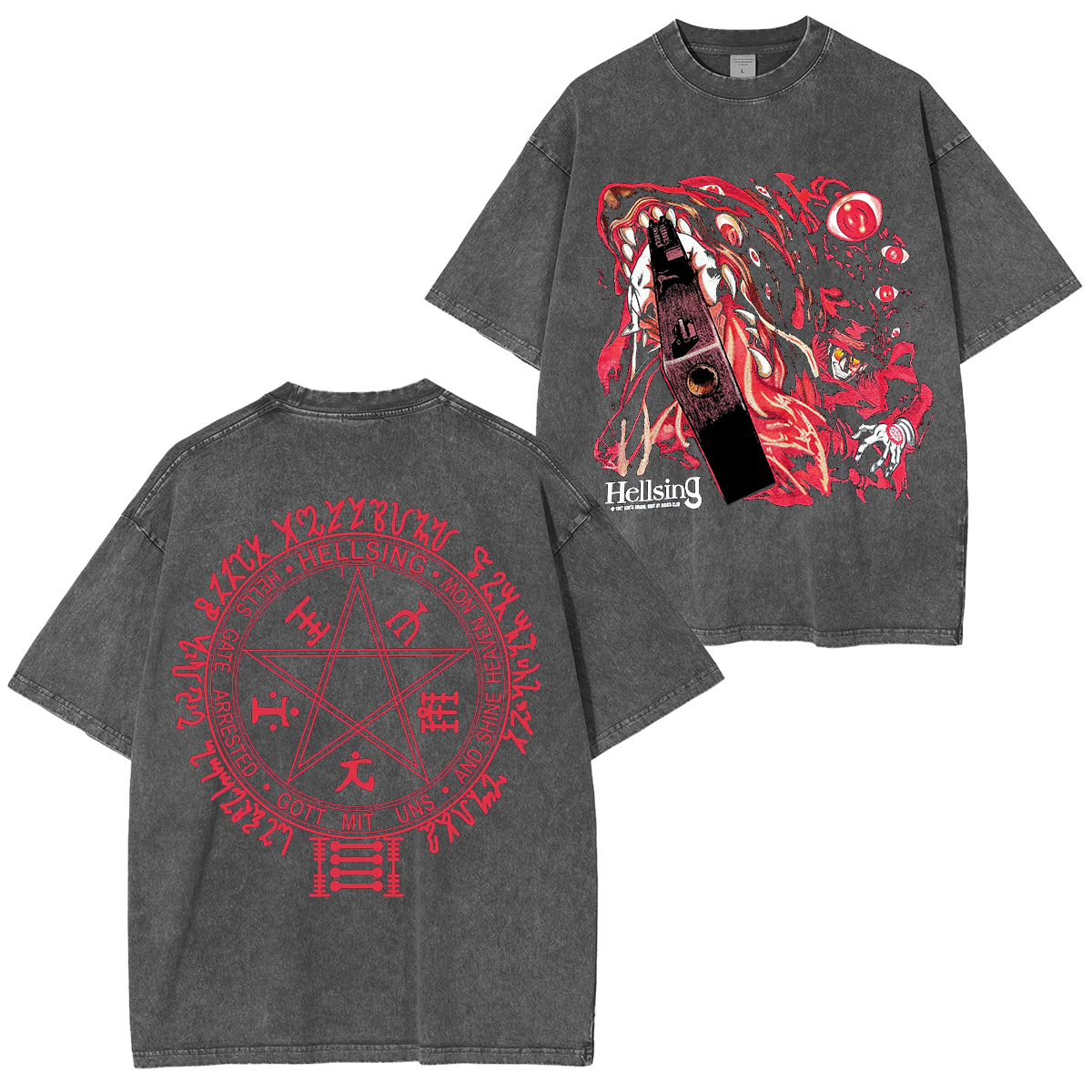 T-shirt unisexe délavé Hellsing Anime