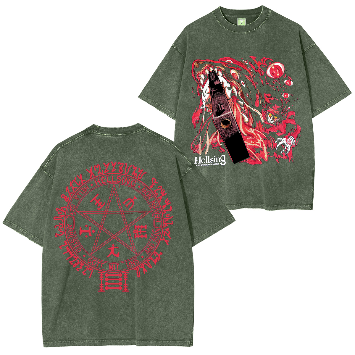 T-shirt unisexe délavé Hellsing Anime