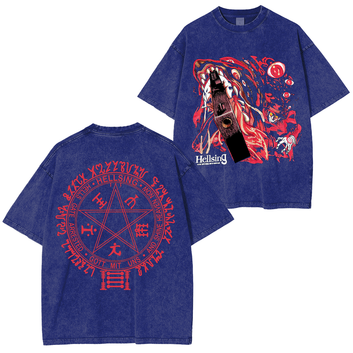 T-shirt unisexe délavé Hellsing Anime