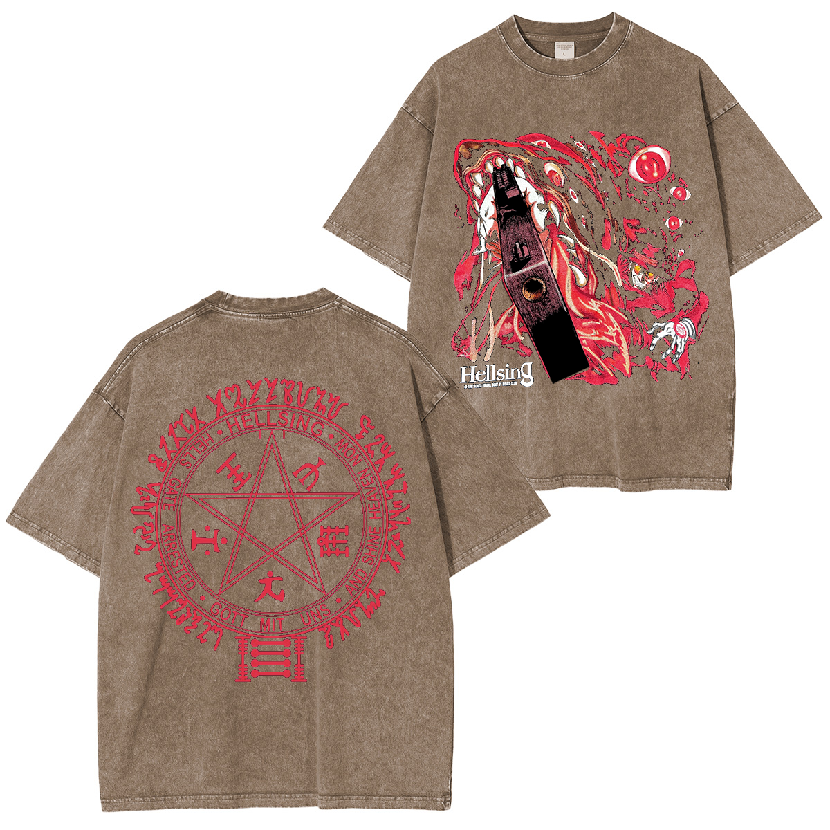 T-shirt unisexe délavé Hellsing Anime