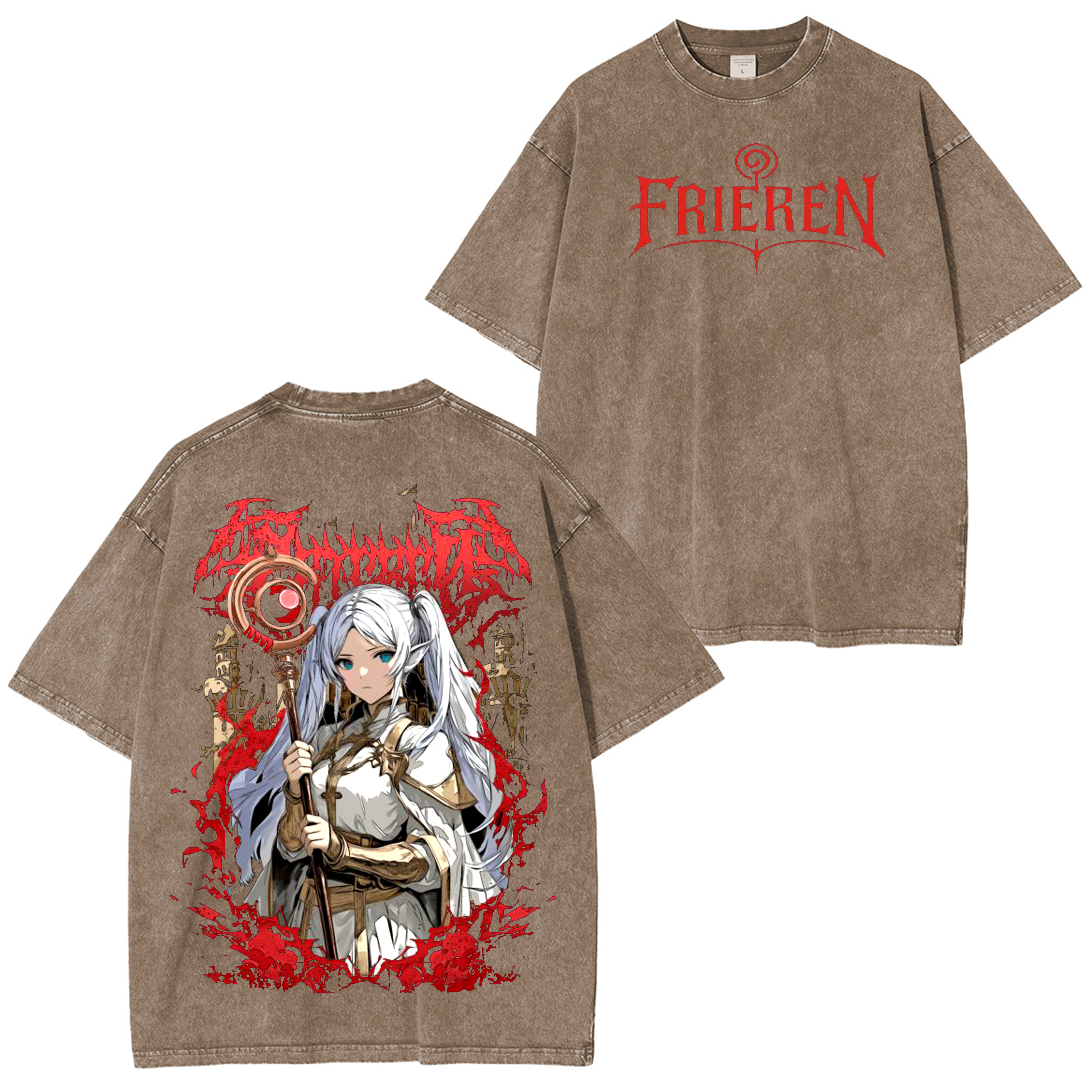 Frieren Anime T-shirt/Col ras du cou/Sweat à capuche délavé