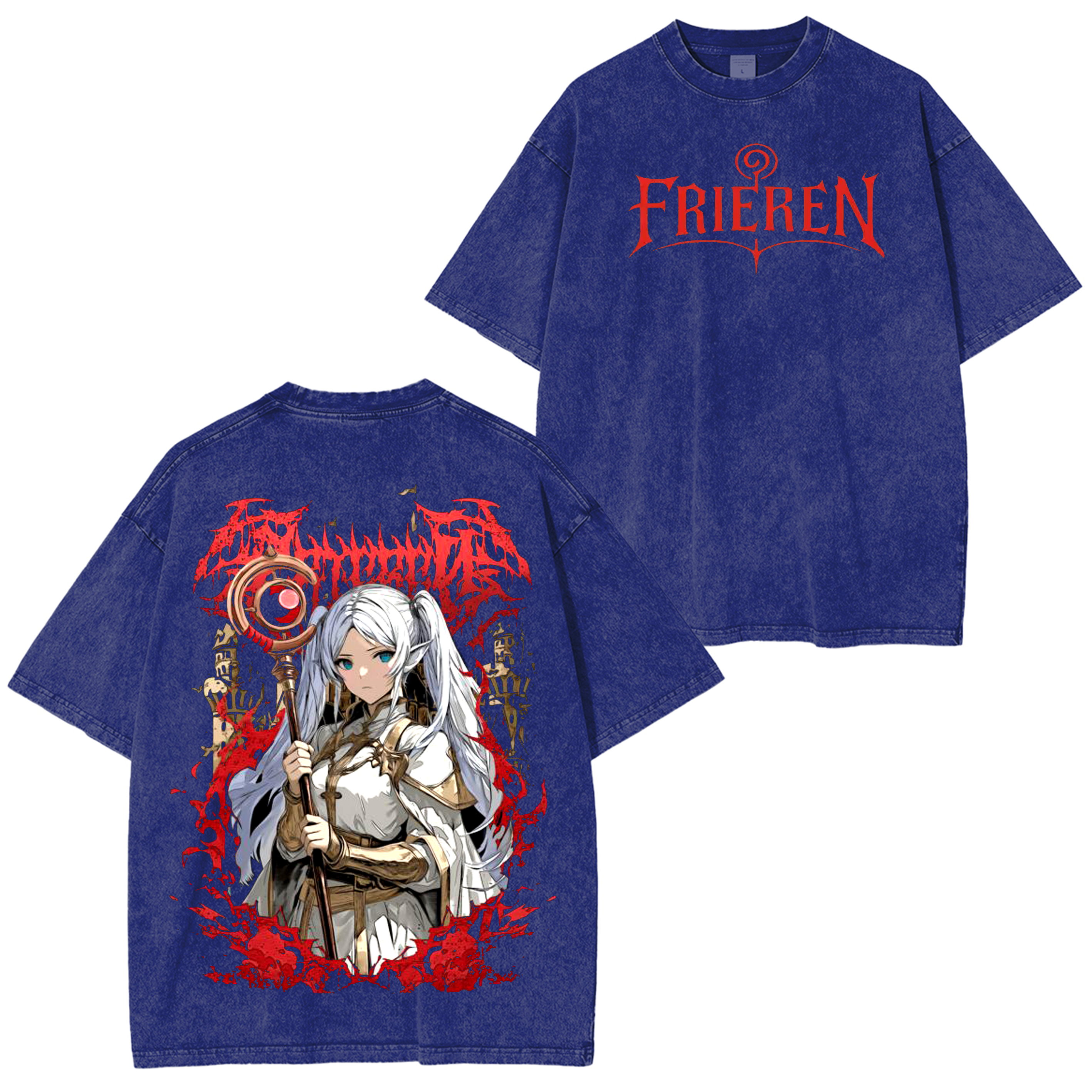 Frieren Anime T-shirt/Col ras du cou/Sweat à capuche délavé