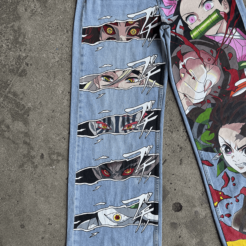 Upper Moons,Demon Slayer Anime Jeans