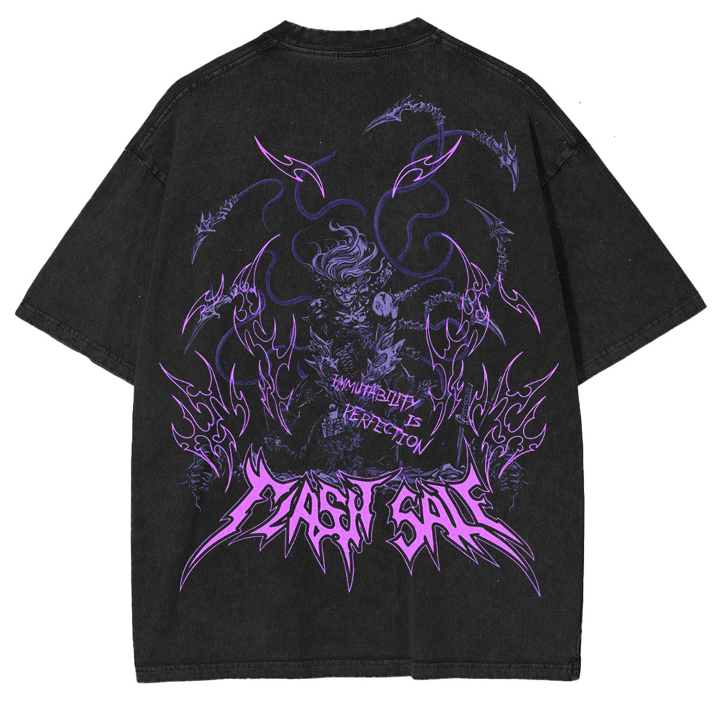 Camiseta Lavada Unisex de Anime Demon Slayer, Muzan Kibutsuji Morado