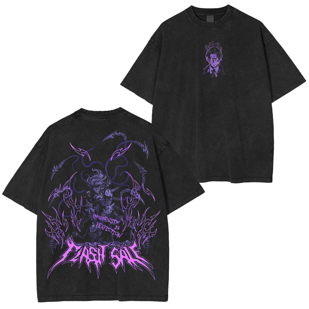Camiseta Lavada Unisex de Anime Demon Slayer, Muzan Kibutsuji Morado
