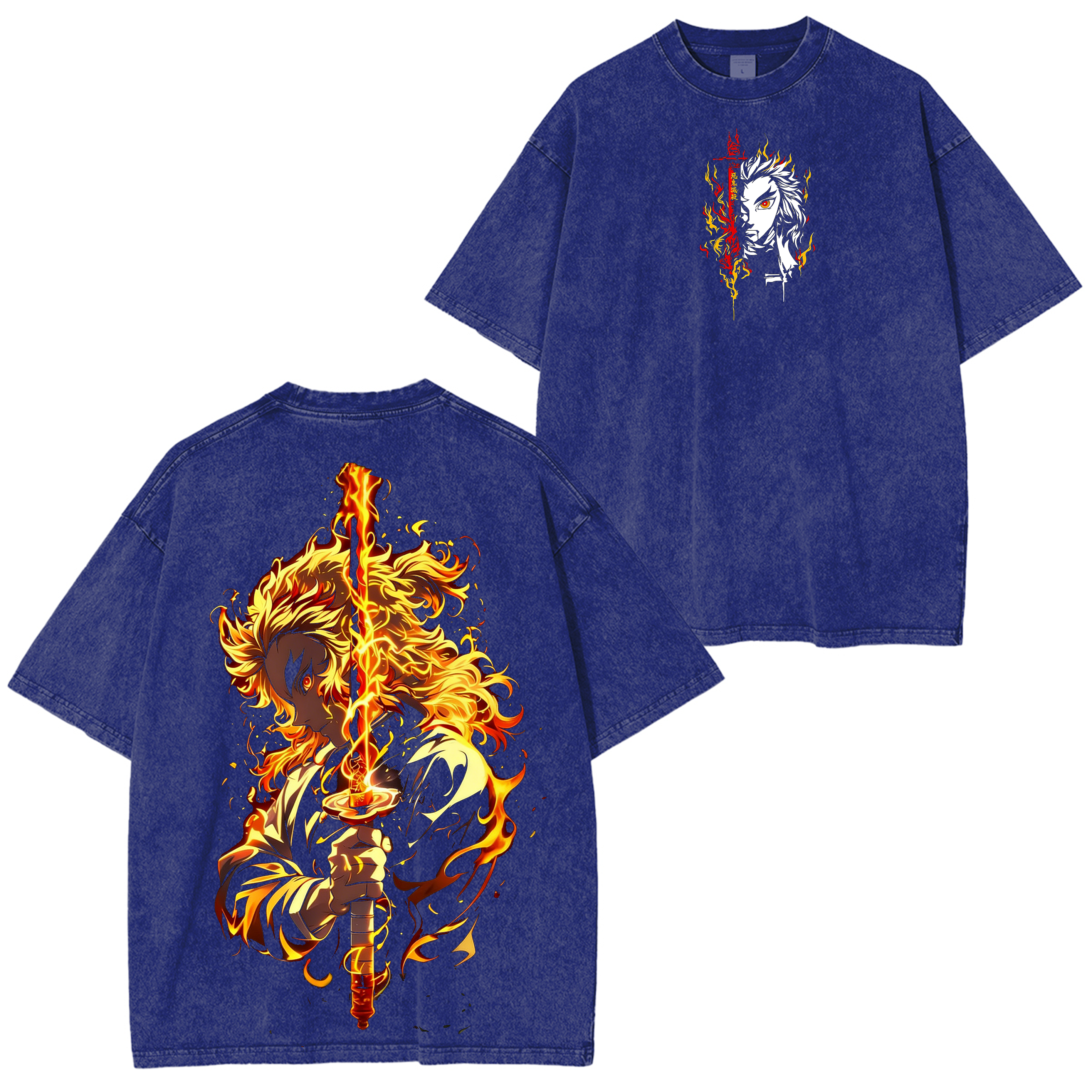 Rengoku Kyojuro, Anime Demon Slayer T-shirt/Col ras du cou/Sweat à capuche délavé