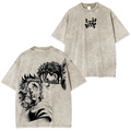 Camiseta unisex lavada de anime Kimetsu no Yaiba Rengoku - Akaza