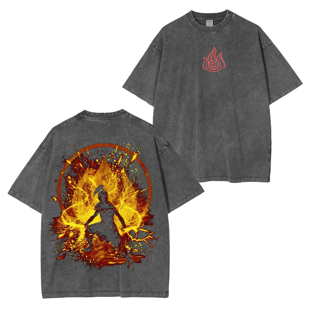 T-shirt unisexe délavé Anime Avatar le dernier maître de l'air