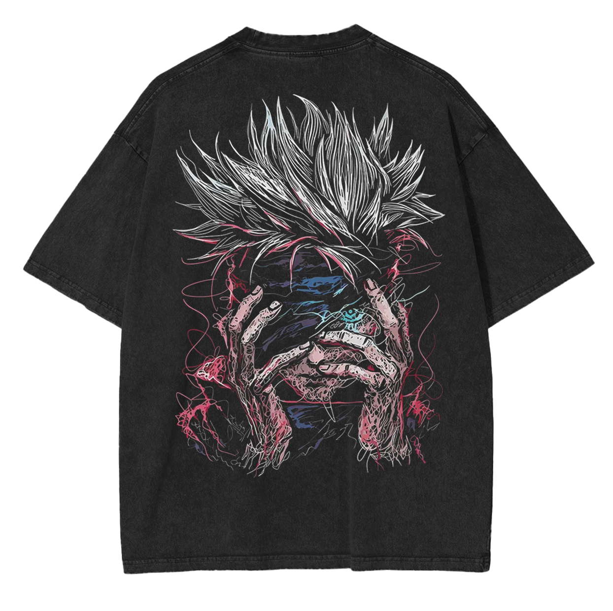 T-shirt Unisexe Lavé Anime Jujutsu Kaisen GOJO