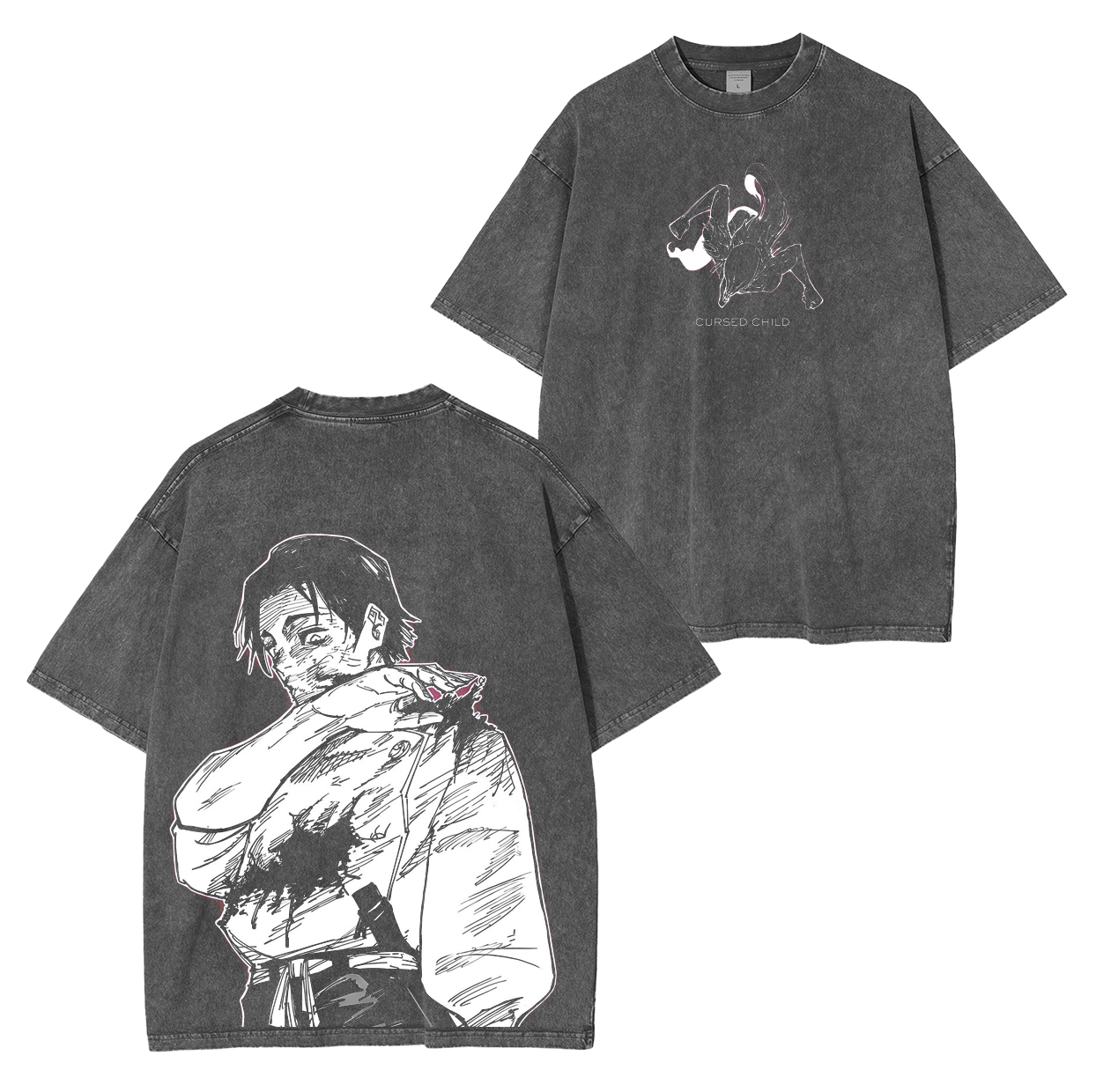 Camiseta lavada unisex de anime de Jujutsu Kaisen