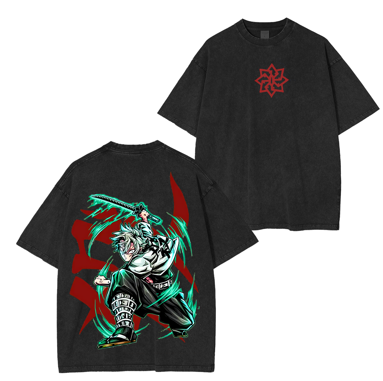 Wind Hashira Sanemi Shinazugawa ,Demon Slayer Anime Unisex Washed T-Shirt