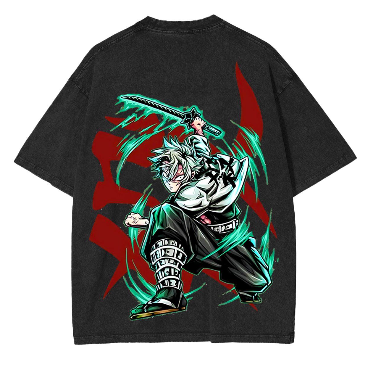 Wind Hashira Sanemi Shinazugawa ,Demon Slayer Anime Unisex Washed T-Shirt