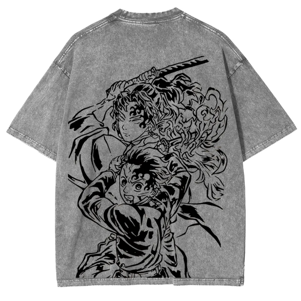 T-Shirt Unisexe Lavé Anime Demon Slayer Tanjiro