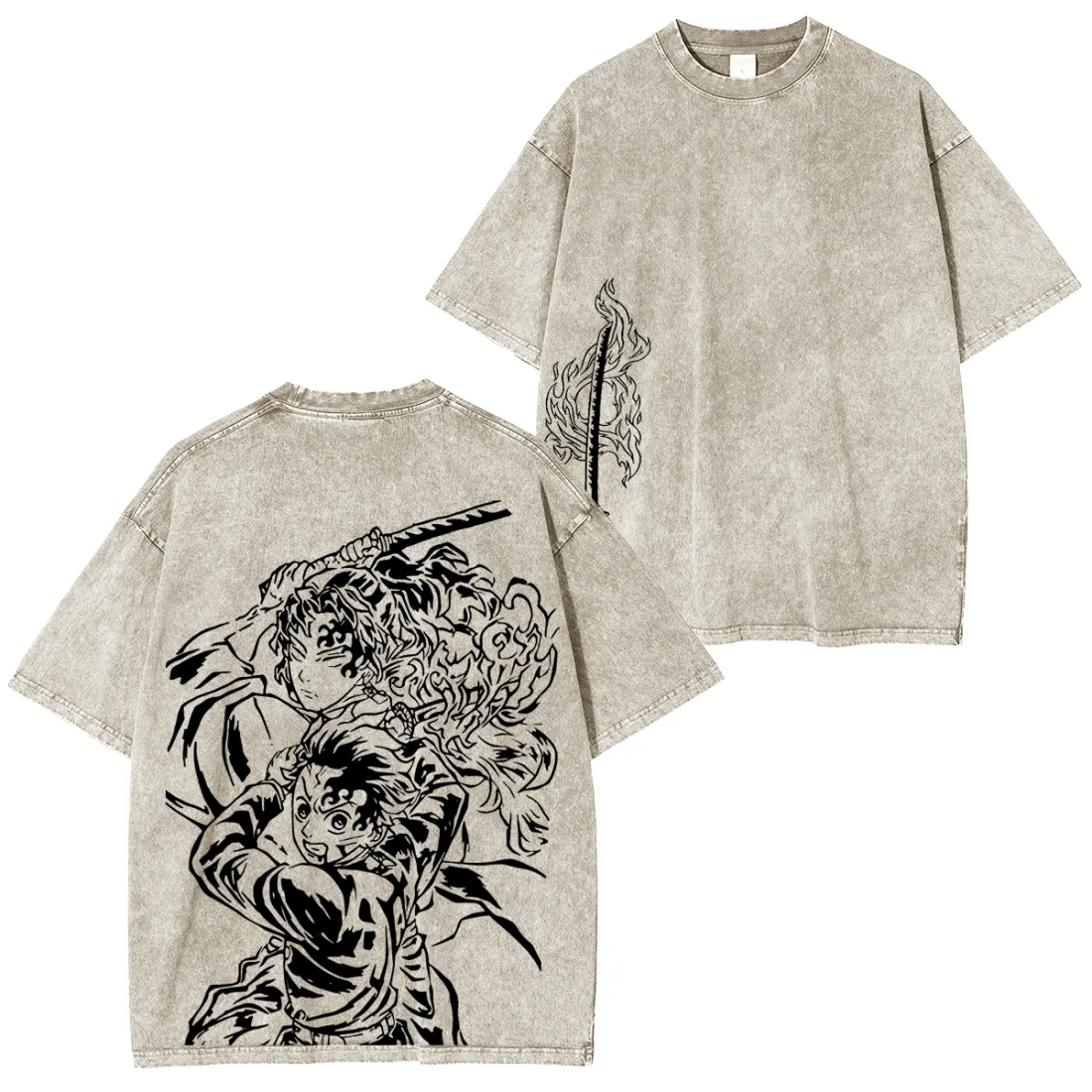 Tanjiro Demon Slayer Anime Unisex Washed T-Shirt