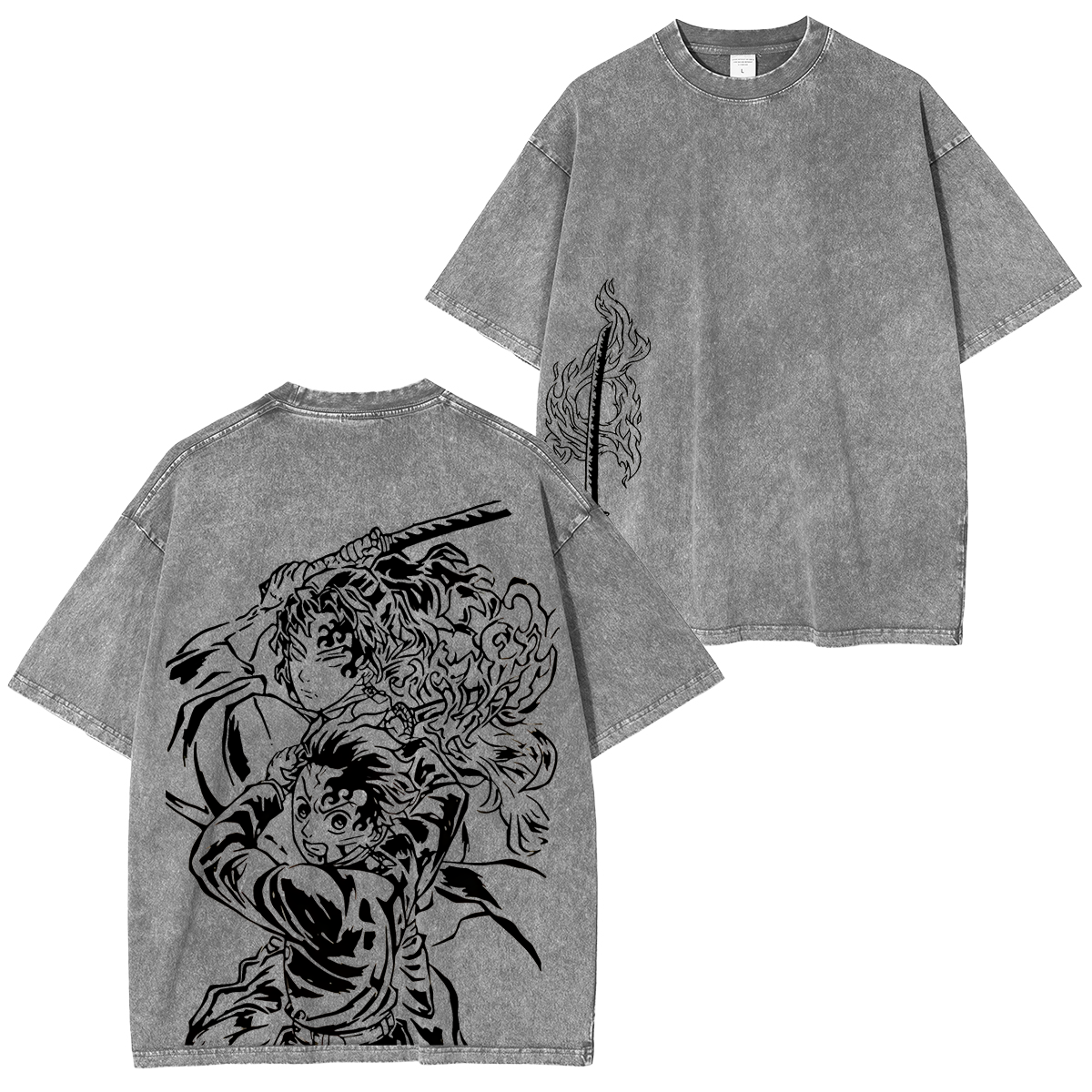 T-shirt unisexe lavé Tanjiro, Anime Demon Slayer