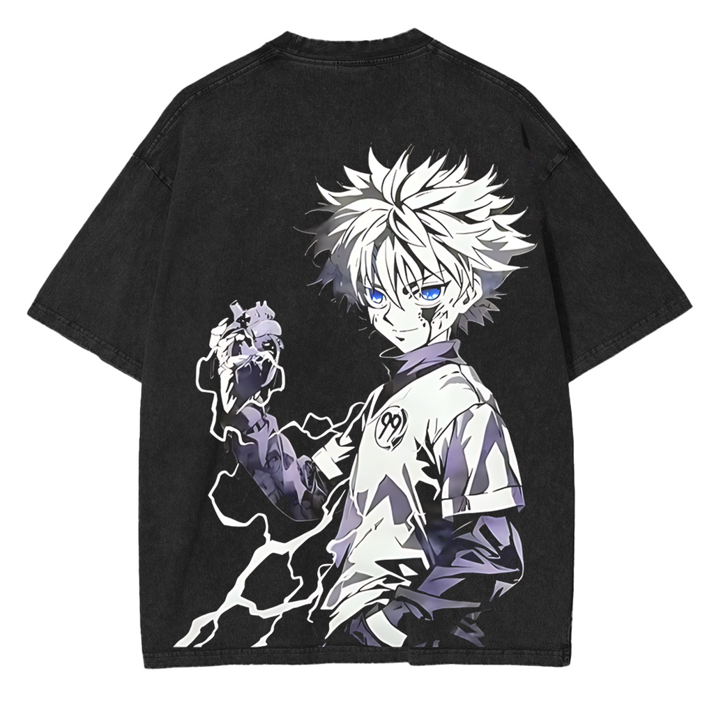 T-shirt délavé unisexe Killua Zoldyck, anime Hunter × Hunter