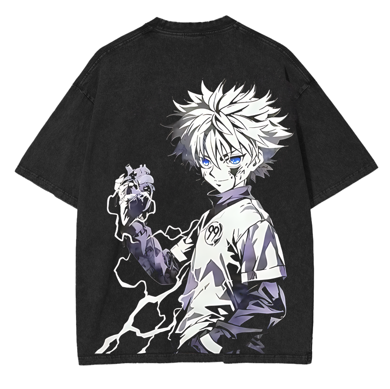 T-shirt délavé unisexe Killua Zoldyck, anime Hunter × Hunter