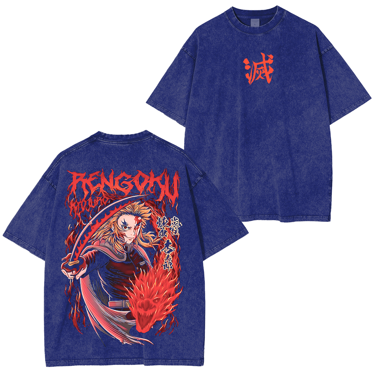 Camiseta lavada unisex de anime Demon Slayer