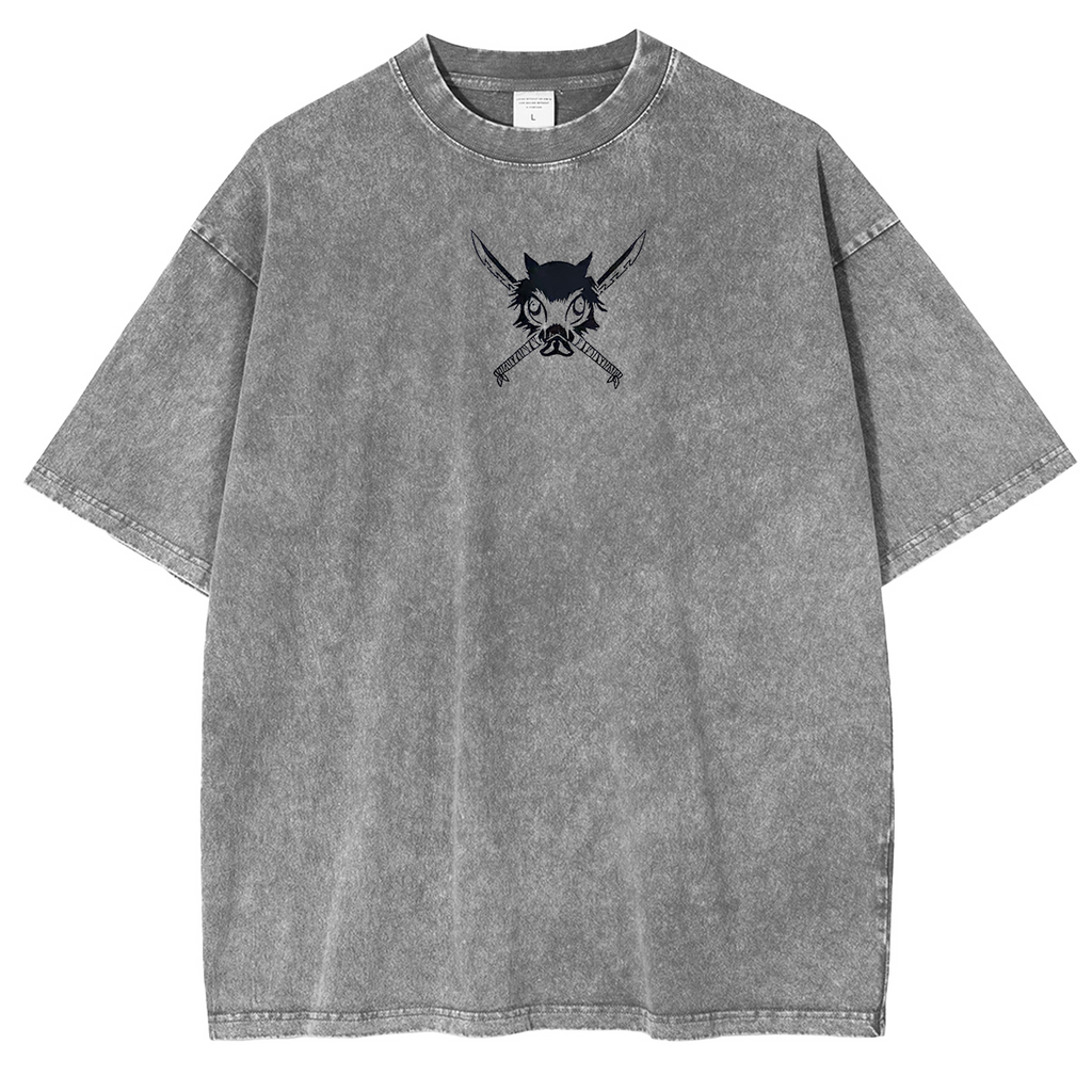 Inosuke Hashibira, T-shirt délavé unisexe Anime Demon Slayer