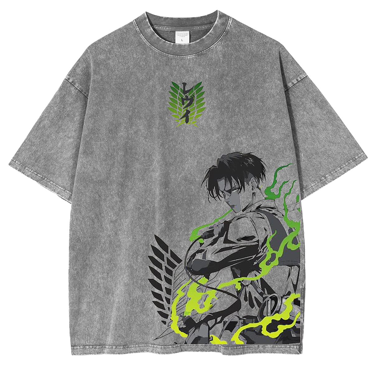 T-shirt délavé unisexe animé L'Attaque des Titans