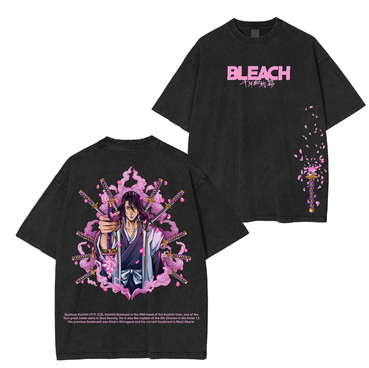 Bleach x Byakuya, Bleach Anime Unisex Washed T-Shirt