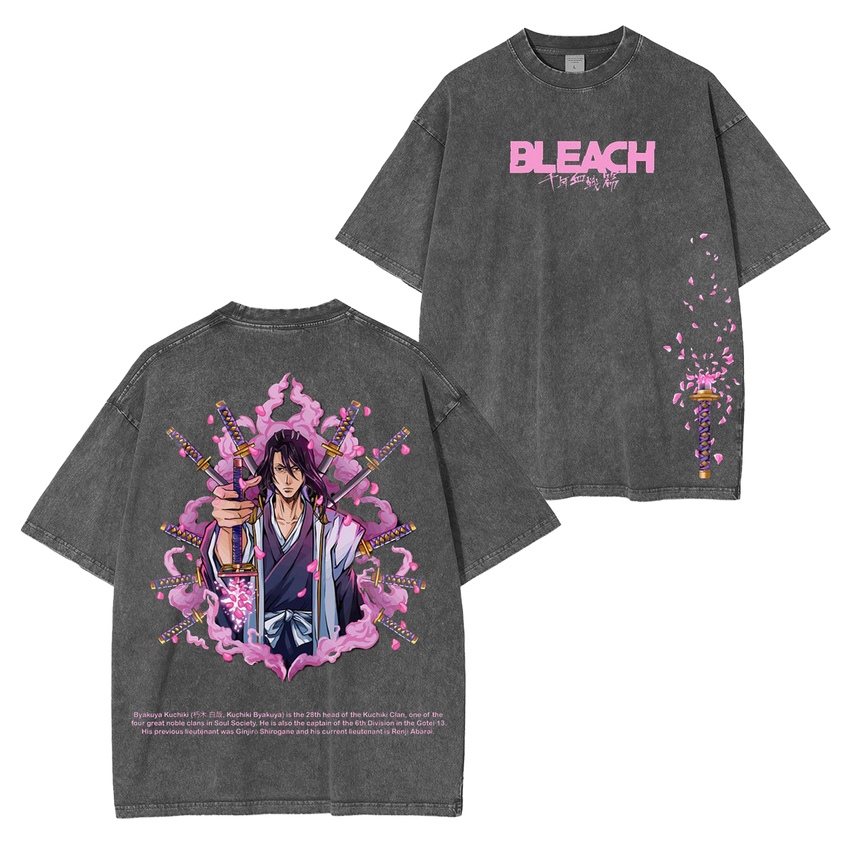 Bleach x Byakuya, Bleach Anime Unisex Washed T-Shirt