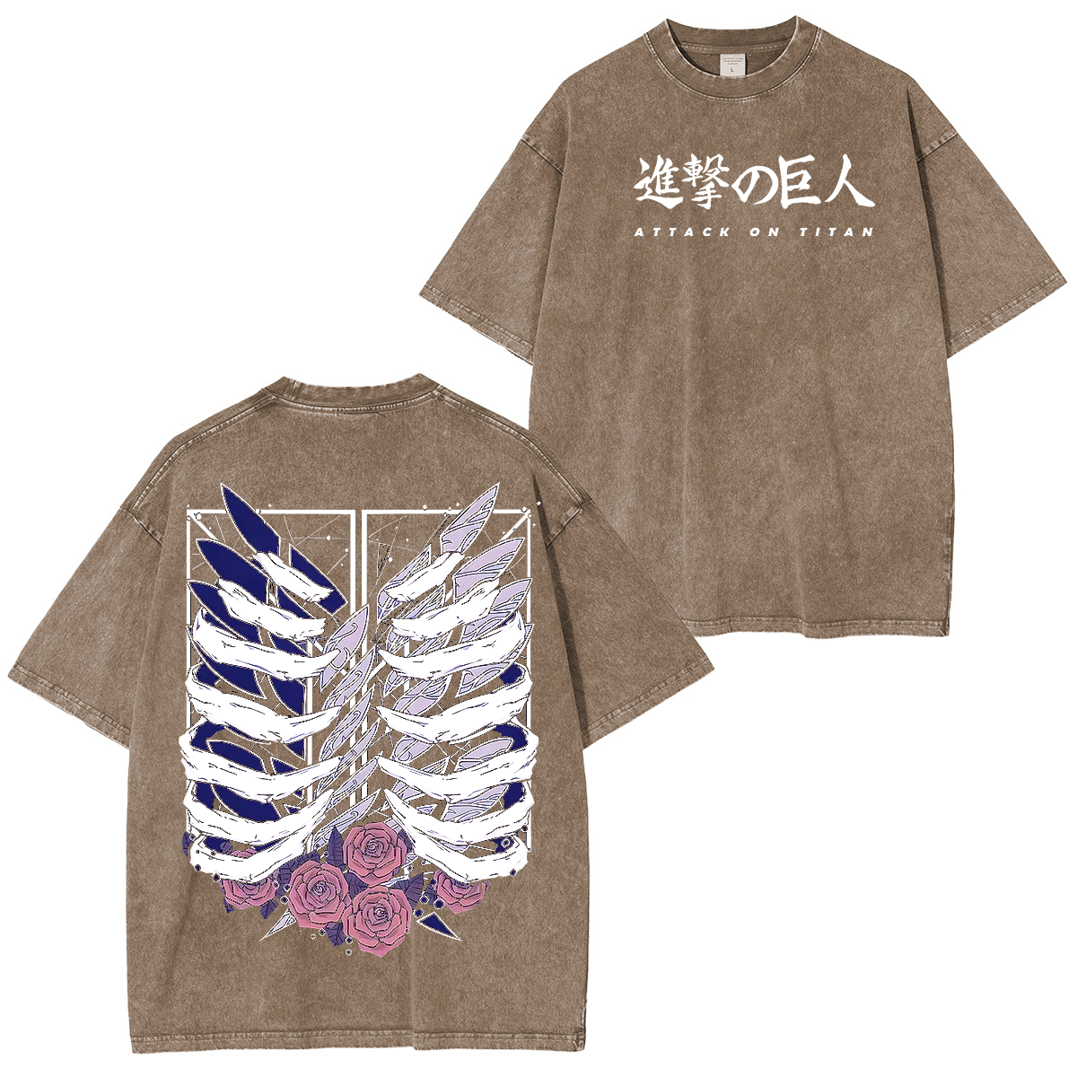 Camiseta lavada unisex del anime de Attack on Titan