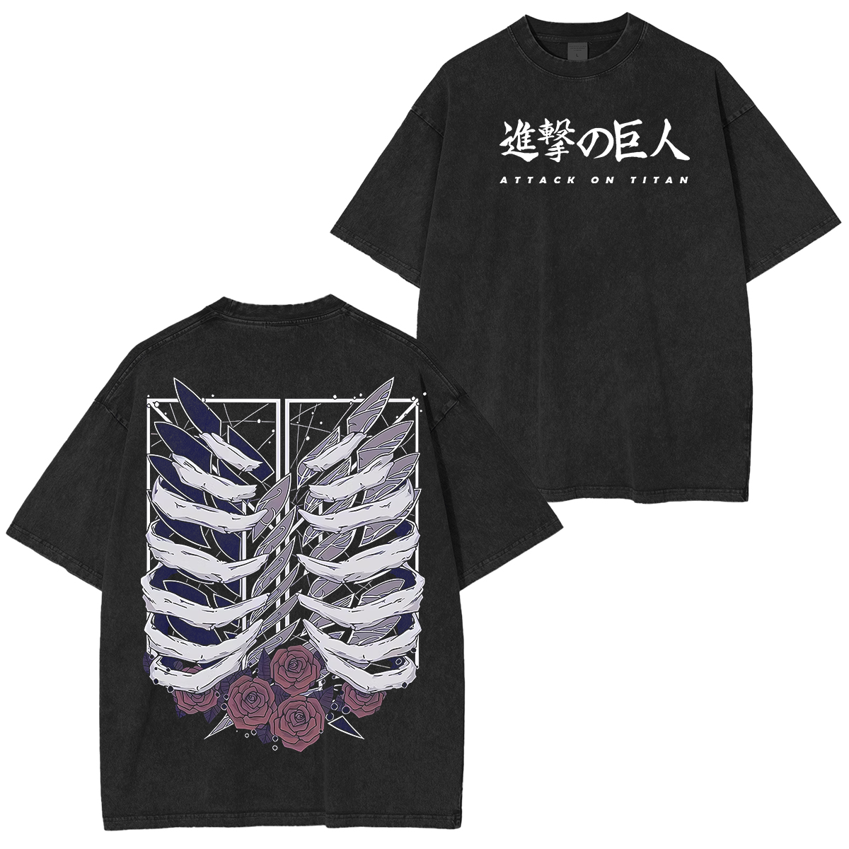 Camiseta lavada unisex del anime de Attack on Titan