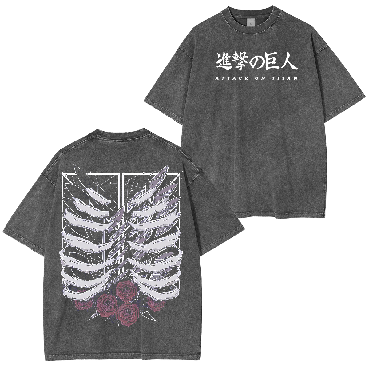 Camiseta lavada unisex del anime de Attack on Titan