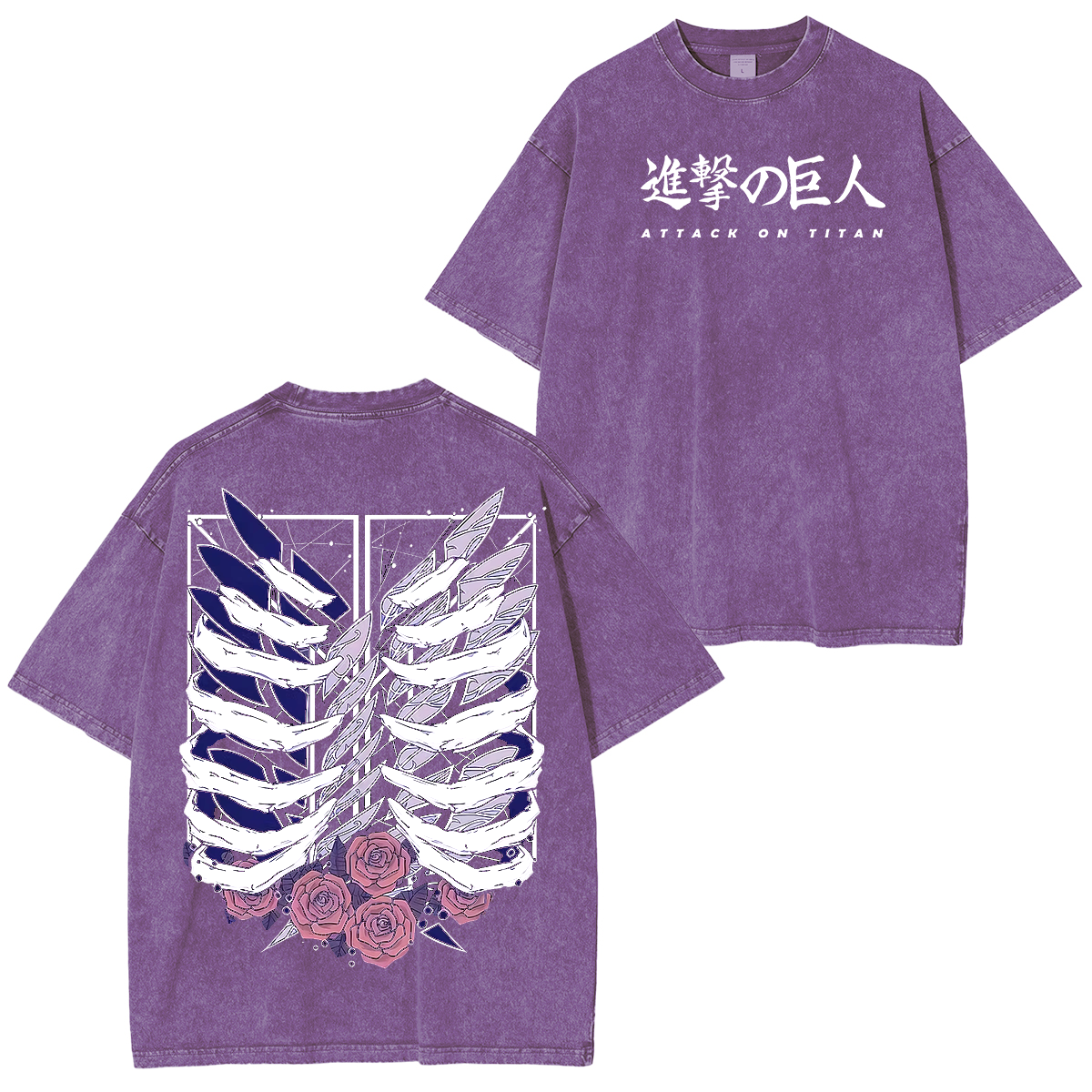 Camiseta lavada unisex del anime de Attack on Titan