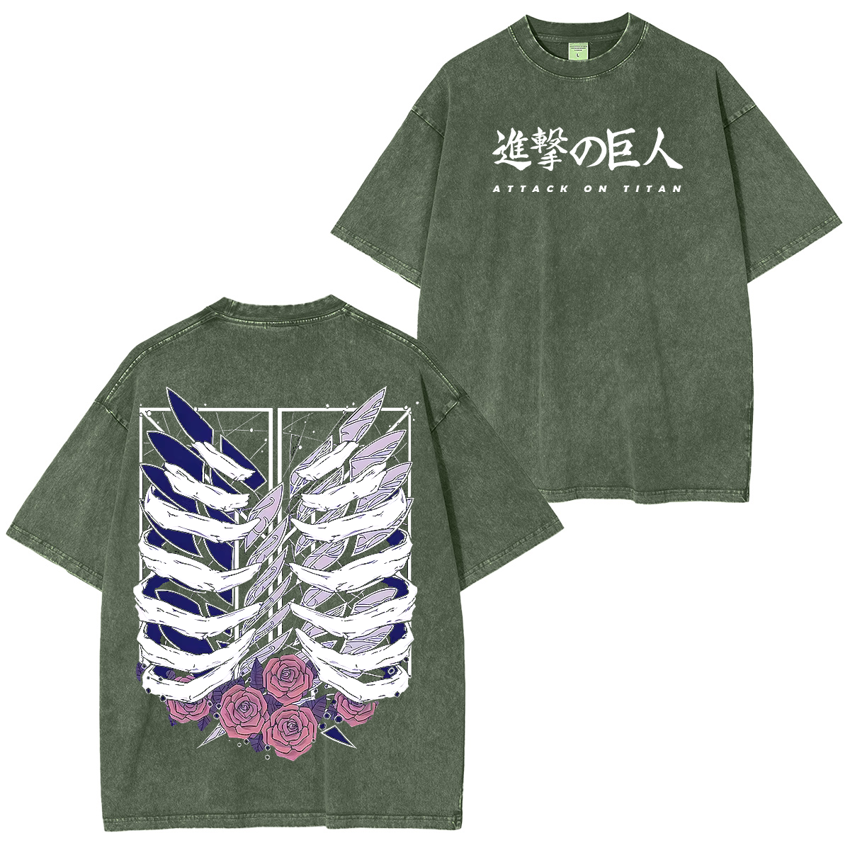 Camiseta lavada unisex del anime de Attack on Titan
