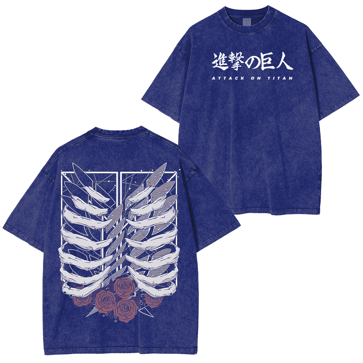 Camiseta lavada unisex del anime de Attack on Titan