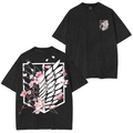 Camiseta unisex lavada de anime Attack on Titan