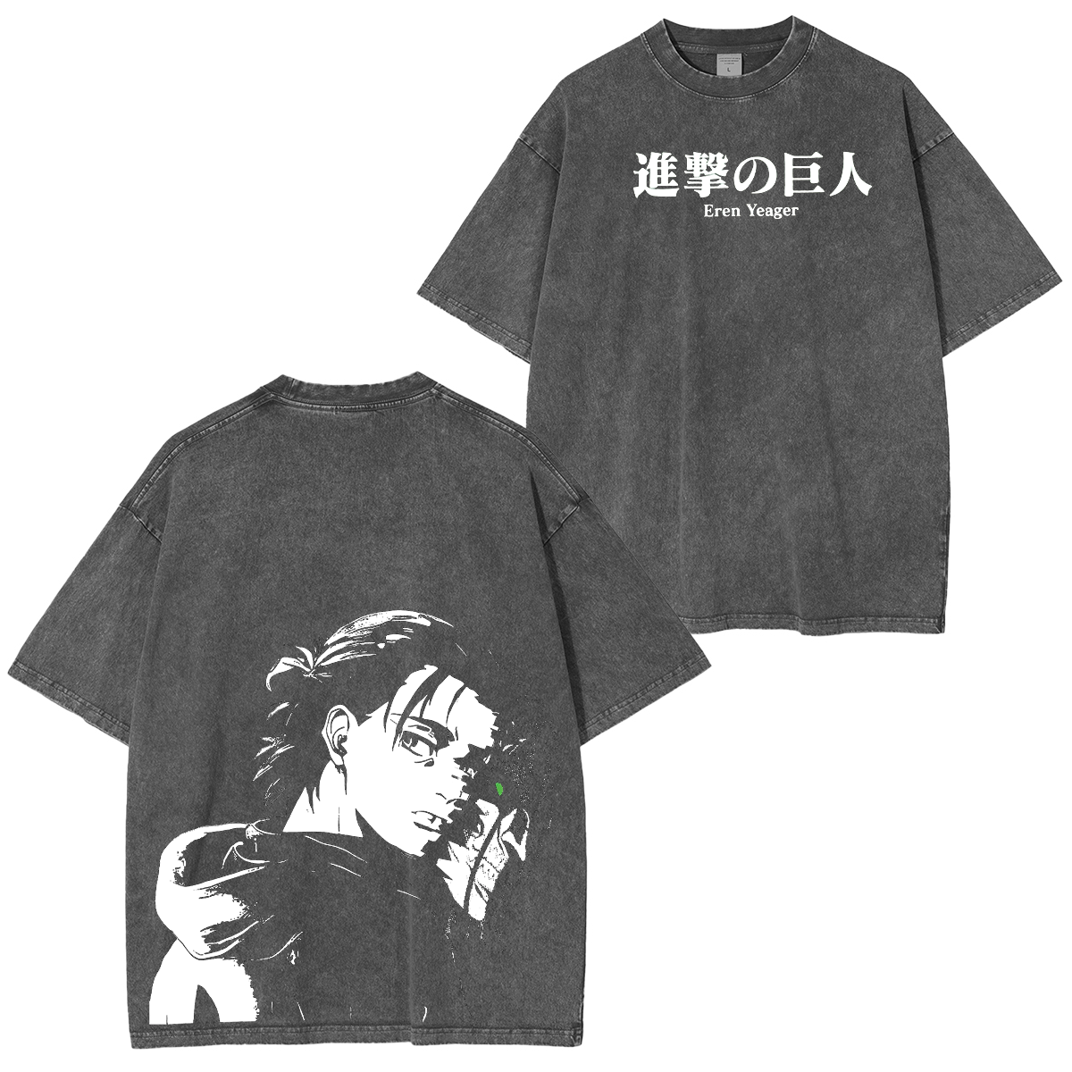 Camiseta lavada unisex de Attack on Titan Eren Anime