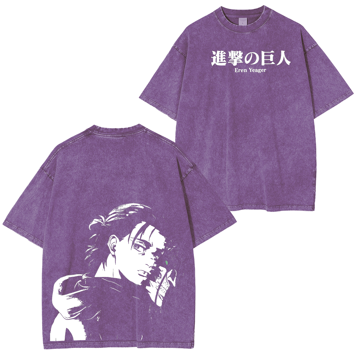 Camiseta lavada unisex de Attack on Titan Eren Anime