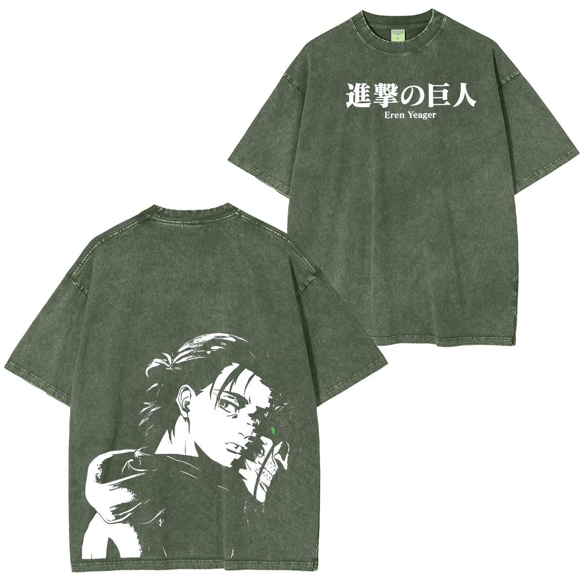 Camiseta lavada unisex de Attack on Titan Eren Anime