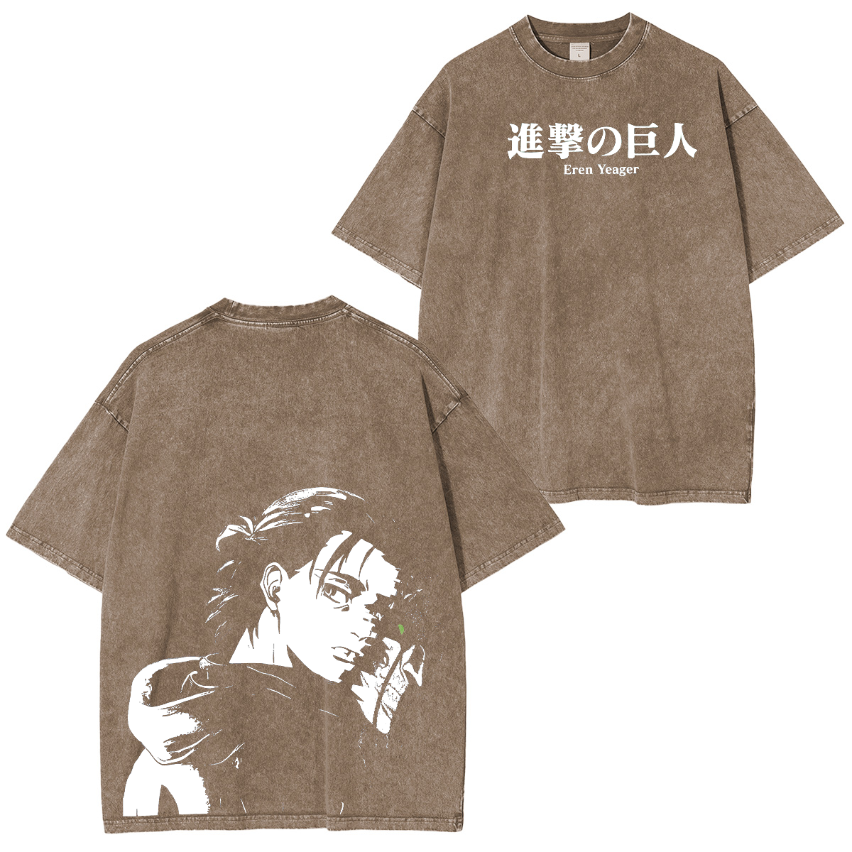 Camiseta lavada unisex de Attack on Titan Eren Anime