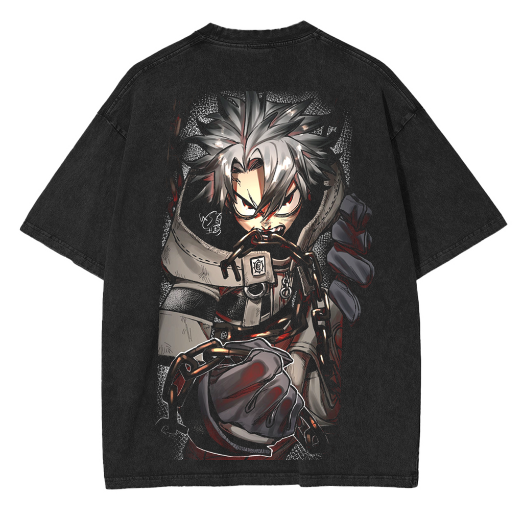 T-shirt lavé unisexe anime Retro Rudo Surebrec, Gachiakuta