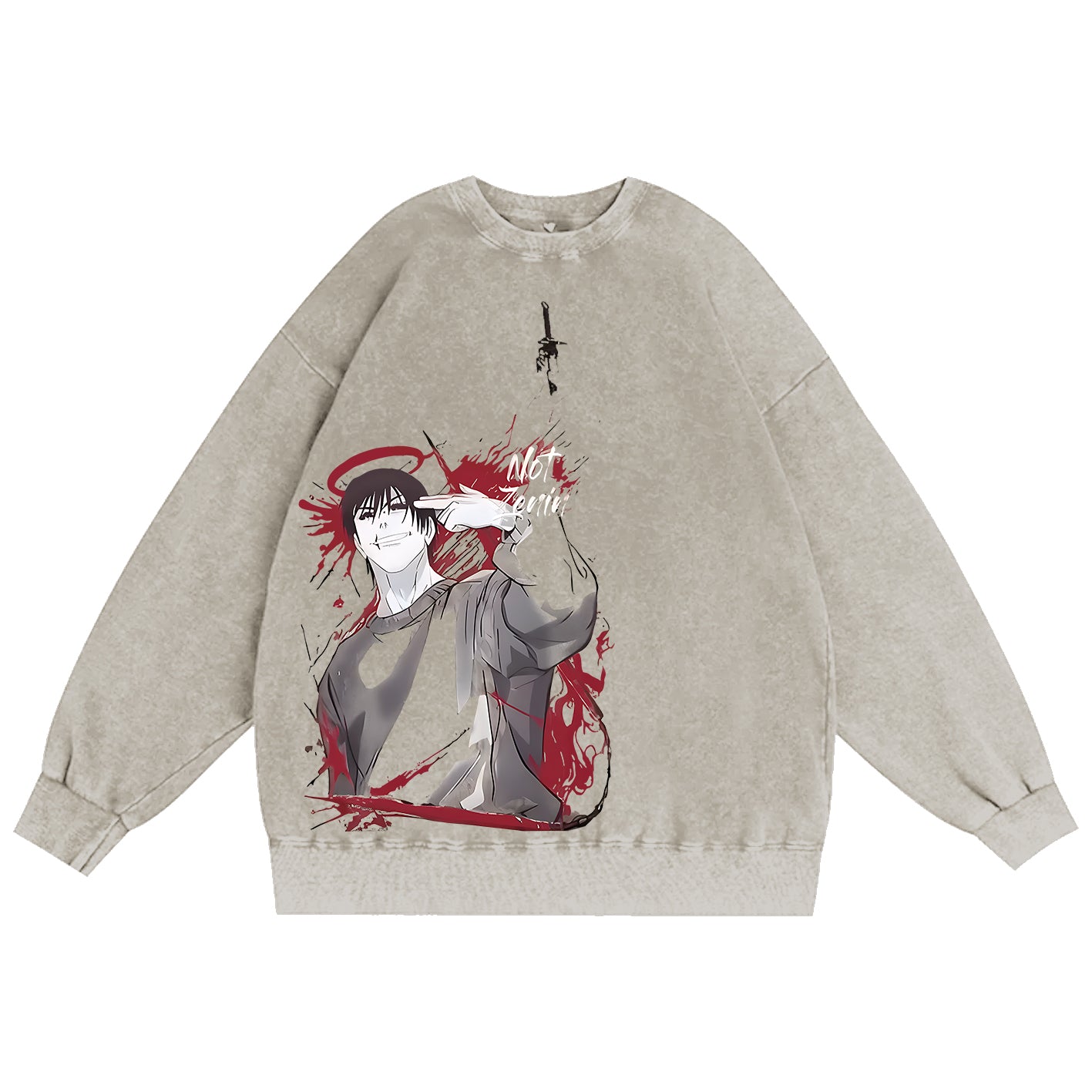 Sweat-shirt ras du cou unisexe Jujutsu Kaisen délavé