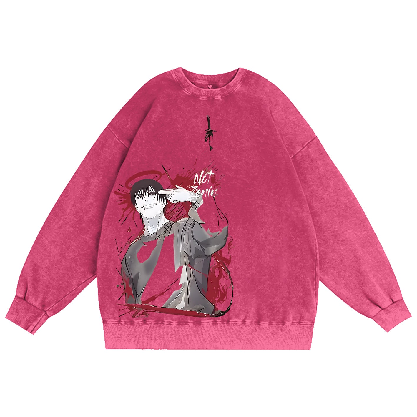 Sudadera de cuello redondo unisex lavada de Jujutsu Kaisen