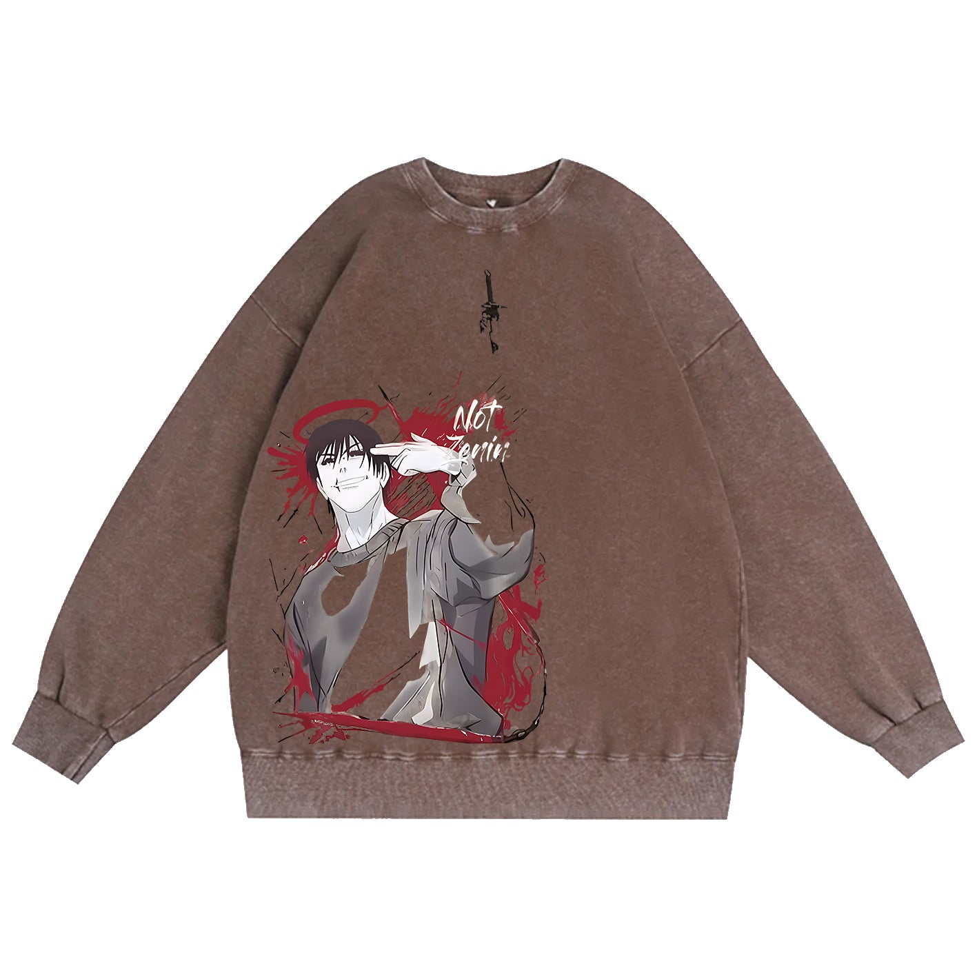 Sudadera de cuello redondo unisex lavada de Jujutsu Kaisen