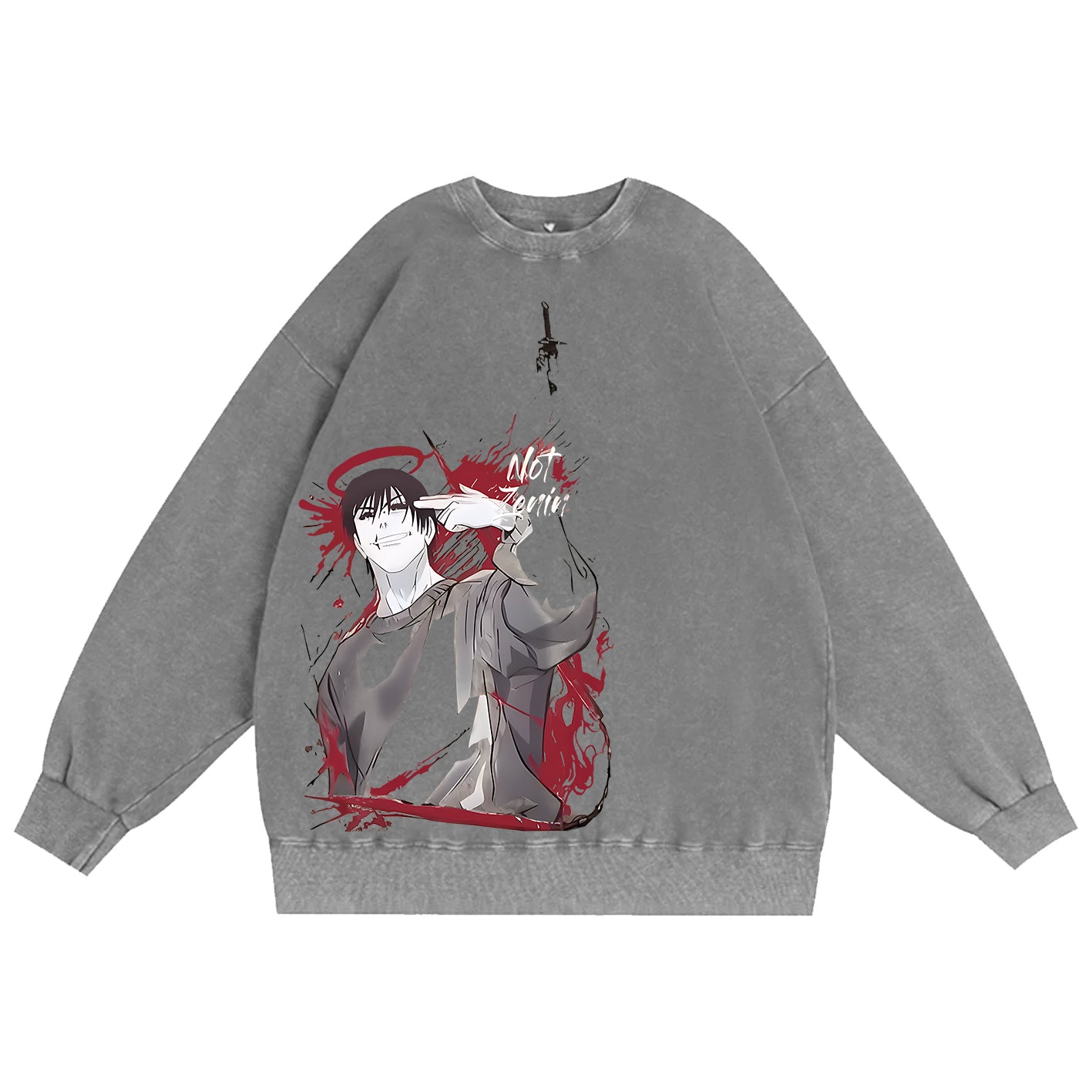 Sudadera de cuello redondo unisex lavada de Jujutsu Kaisen