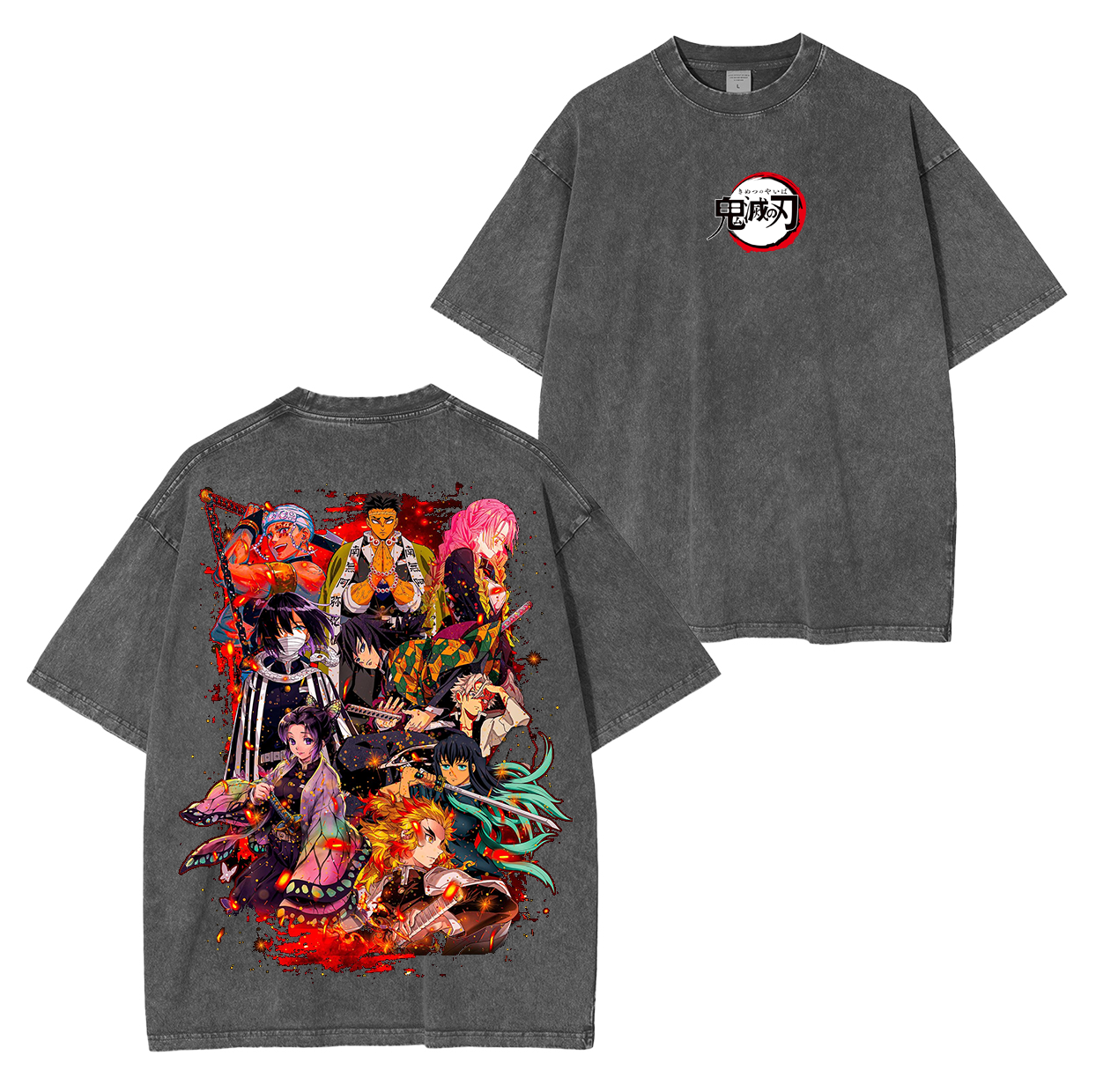 Camiseta Unisex Lavada All Hashira, Demon Slayer Anime