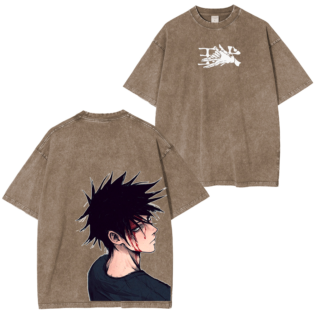 Fushiguro Megumi, Camiseta Unisex Lavada del Anime Jujutsu Kaisen