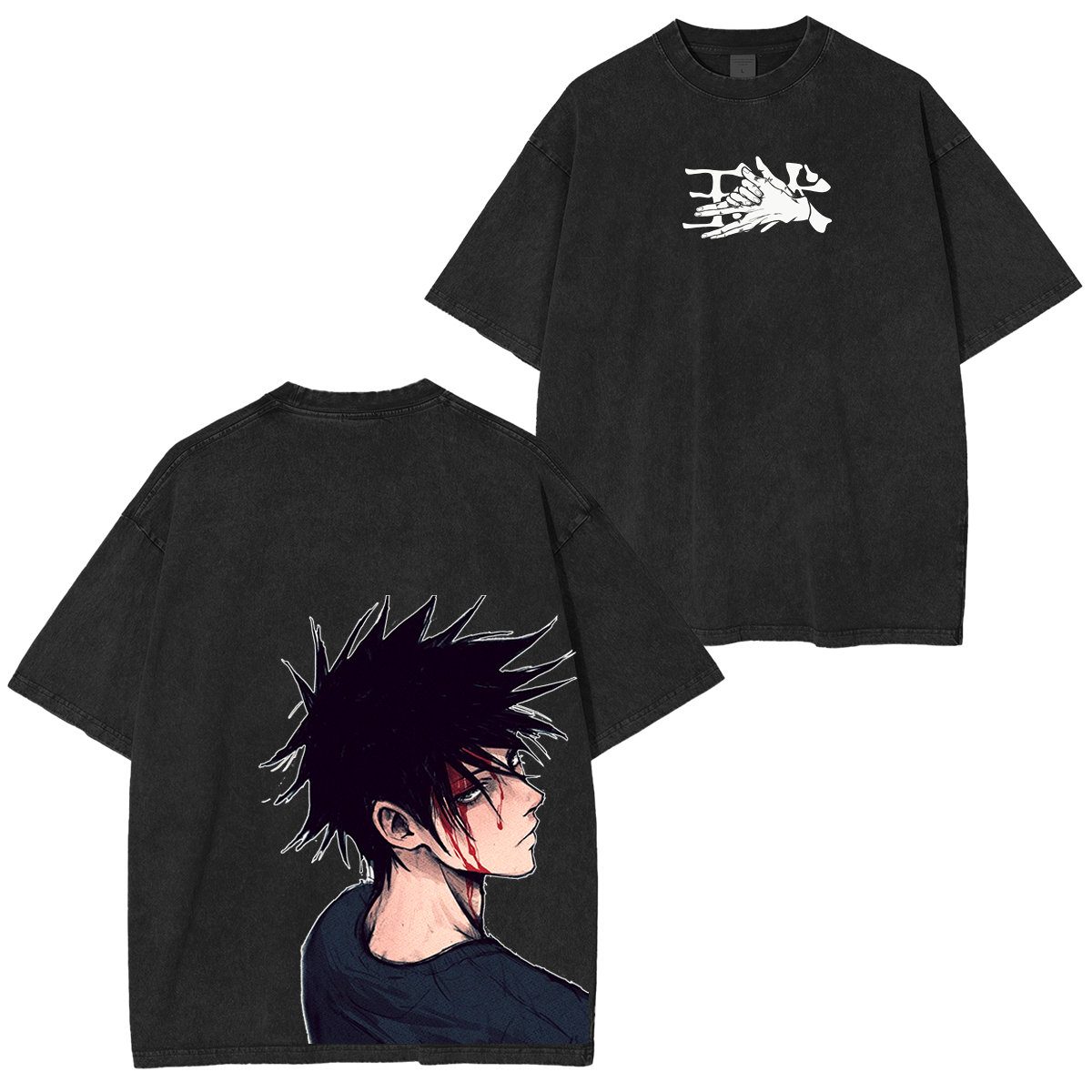 Fushiguro Megumi, Camiseta Unisex Lavada del Anime Jujutsu Kaisen