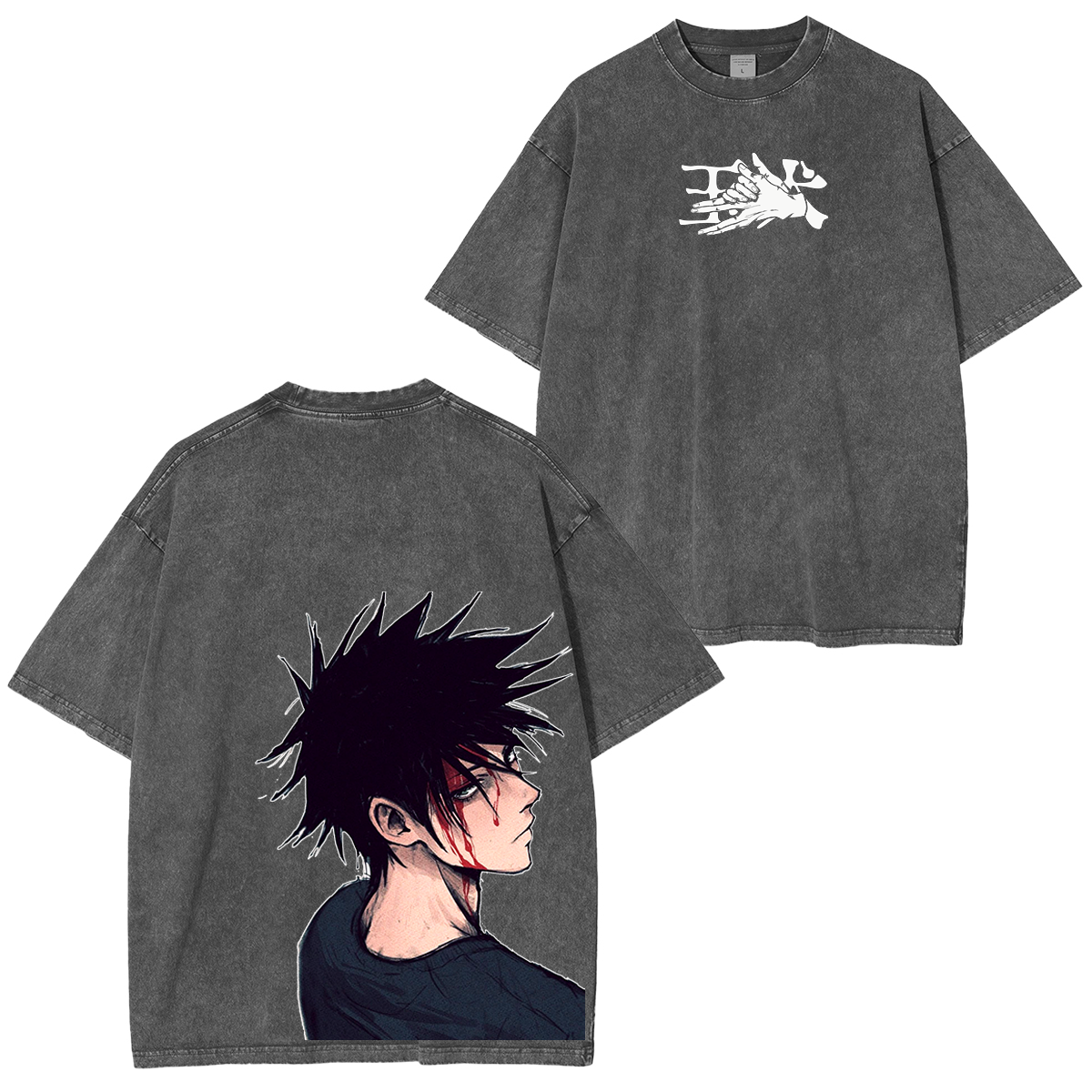 Fushiguro Megumi, Camiseta Unisex Lavada del Anime Jujutsu Kaisen