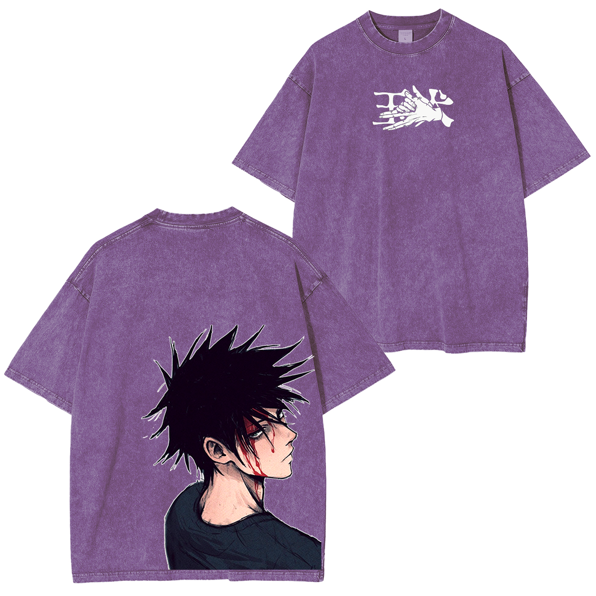Fushiguro Megumi, Camiseta Unisex Lavada del Anime Jujutsu Kaisen