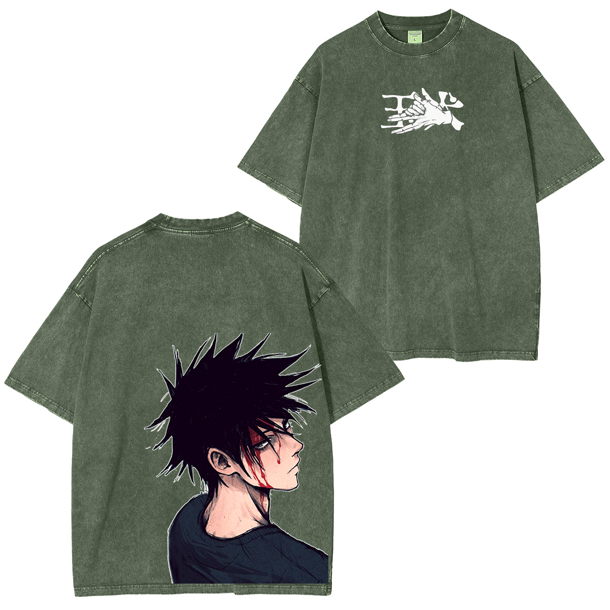 Fushiguro Megumi, Camiseta Unisex Lavada del Anime Jujutsu Kaisen