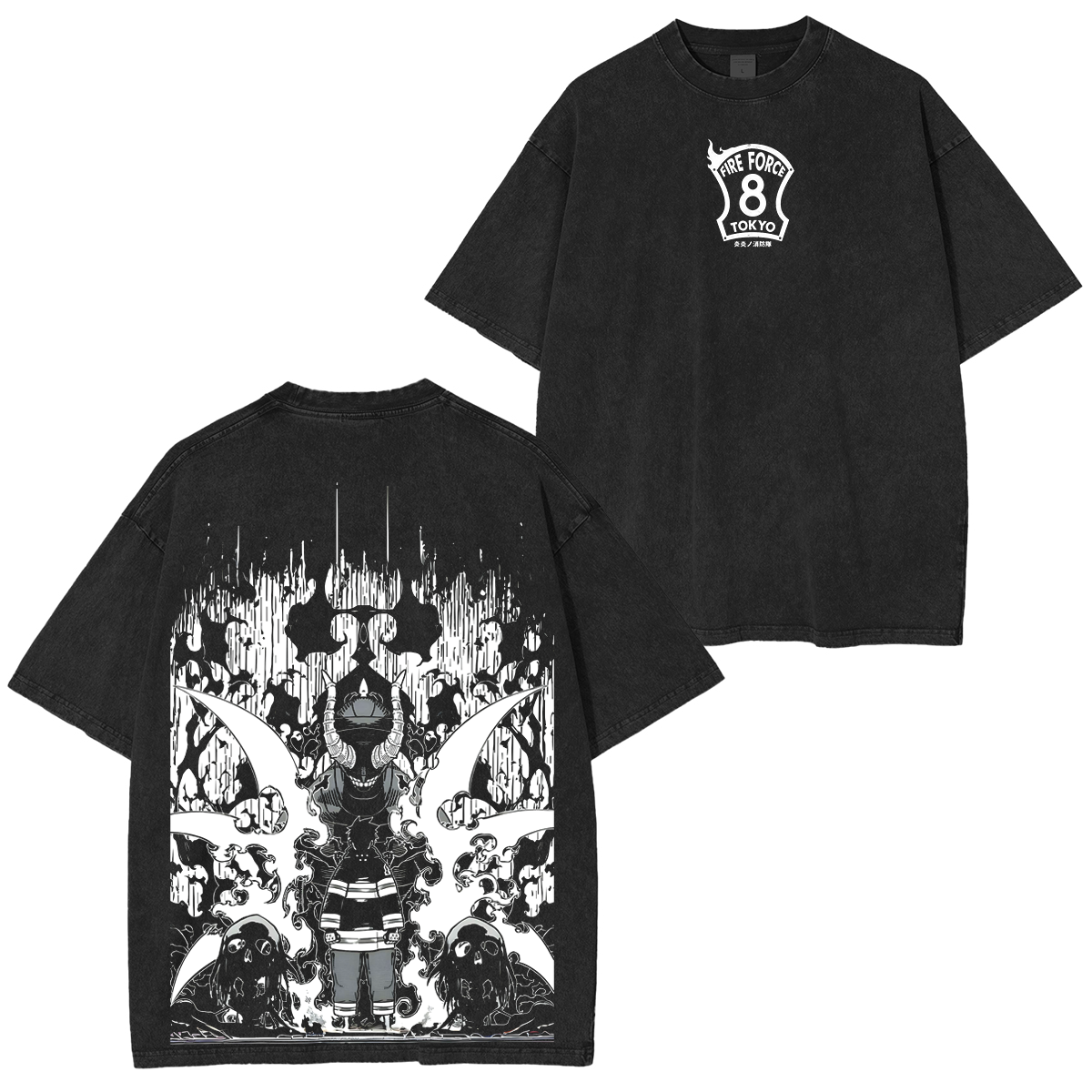 T-shirt unisexe Shinra Kusakabe, manga Fire Force, effet délavé